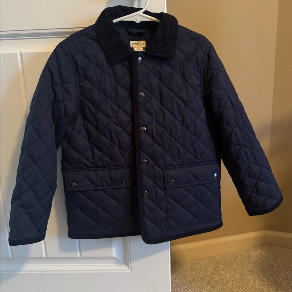 Crewcuts Dark Blue Quilted Jacket with suede collar